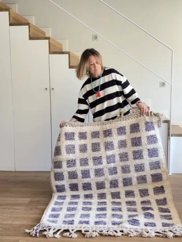 Alfombra de lana hecha a mano cuadros Beniouarain