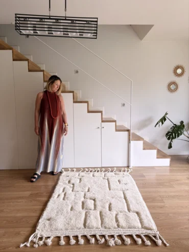 alfombra beni ouarain blanca relieve geometrico