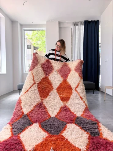 Alfombra vintage rombos naranja