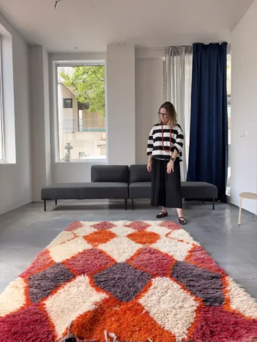 Alfombra vintage rombos naranja