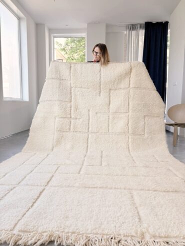 Alfombra lana blanca geometrica