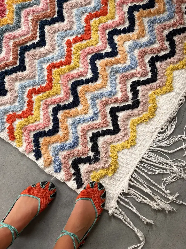 Alfombra boucherouite zigzag multicolor _008 Alfombra boucherouite zigzag multicolor