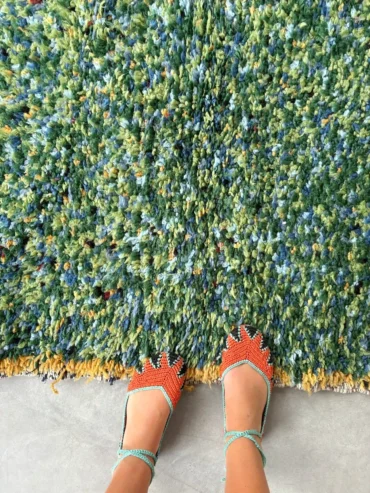 Alfombra Boujaad verde y amarillo