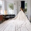 alfombra Mrirt blanca líneas relieve